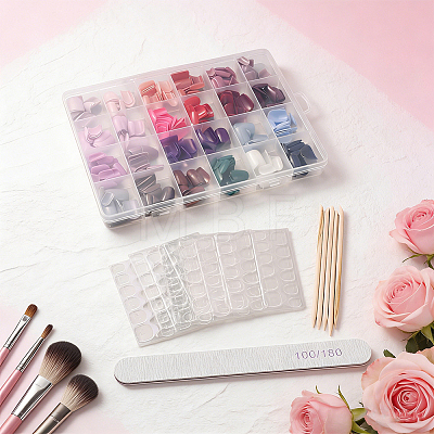 ABS Plastic Pure Color Press On False Nails MRMJ-WH20004-32A-1