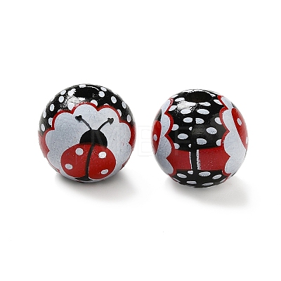 Printed Wood Round Beads WOOD-C012-01A-1
