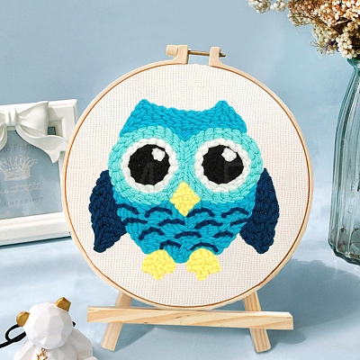 DIY Owl Pattern Punch Embroidery Beginner Kits for Beginners PW-WGCAB4C-01-1