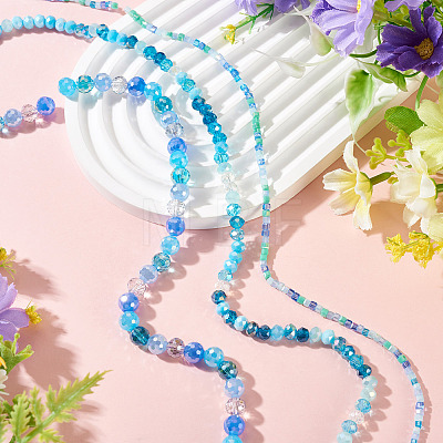 3 Strands 3 Style Electroplate Glass Beads Strands EGLA-TADJ0001-11B-1
