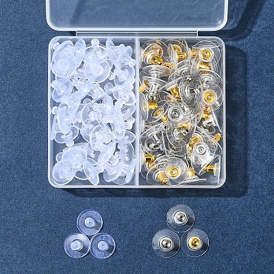 Brass Bullet Clutch Bullet Clutch Earring Backs with Pad KK-FS0001-43-1