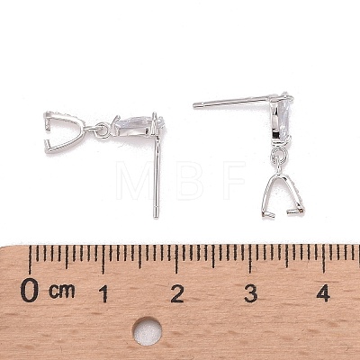 Anti-Tarnish Rhodium Plated 925 Sterling Silver Dangle Stud Earing Settings X-STER-K038-008P-1