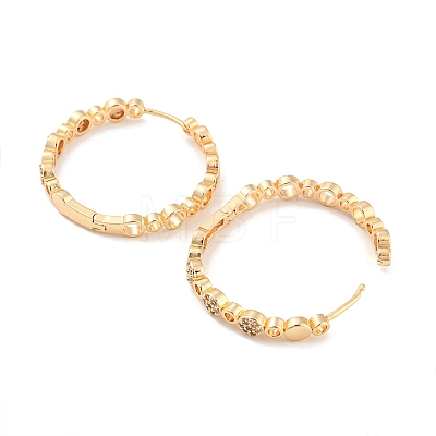 Brass with Cubic Zirconia Hoop Earrings EJEW-G363-14KCG-1