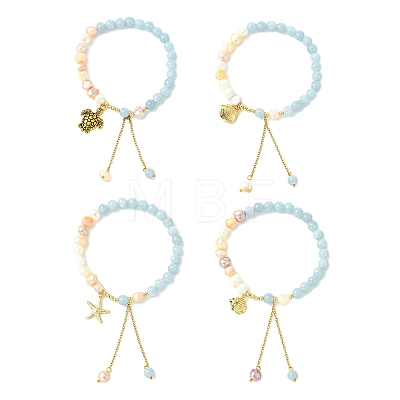 304 Stainless Steel/Alloy Charm Bracelets BJEW-JB13982-1