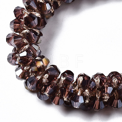 Faceted Transparent Glass Beads Stretch Bracelets BJEW-S144-001B-02-1