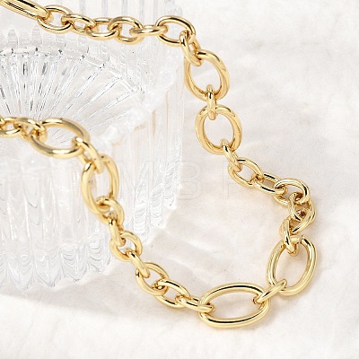 Brass Oval Link Chain Necklaces NJEW-L013-03G-1