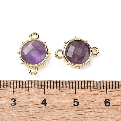 Brass Natural Amethyst Connector Charms KK-Z096-01G-03-1