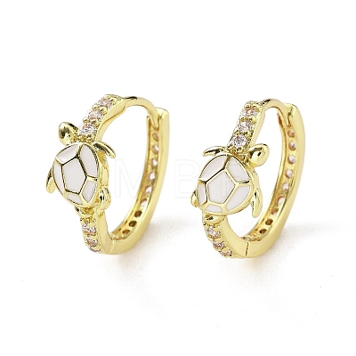 Brass Micro Pave Cubic Zirconia Hoop Earrings EJEW-C136-01A-02-1