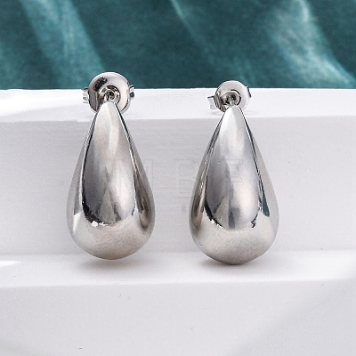 Teardrop Brass Stud Earrings EJEW-Q015-20A-P-1