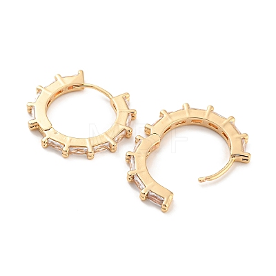 Brass with Cubic Zirconia Hoop Earrings EJEW-G363-09KCG-1