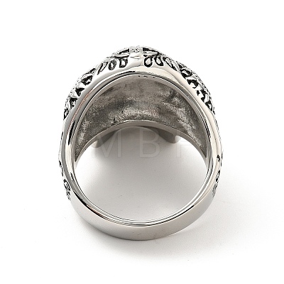 316 Stainless Steel Skull with Cross Finger Ring RJEW-C030-02G-AS-1