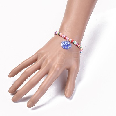 Handmade Polymer Clay Heishi Beads Kids Braided Bracelets BJEW-JB04319-M-1