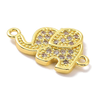 Real 18K Gold Plated Brass Micro Pave Cubic Zirconia Connector Charms KK-L209-049G-01-1