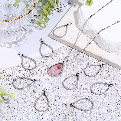 20Pcs 304 Stainless Steel Open Back Bezel Pendants PALLOY-BBC00010-1