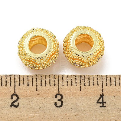 Rack Plating Brass Micro Pave Clear Cubic Zirconia European Beads KK-L215-302G-1