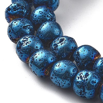 Electroplated Natural Lava Rock Beads Strands G-A251-B01-01E-1