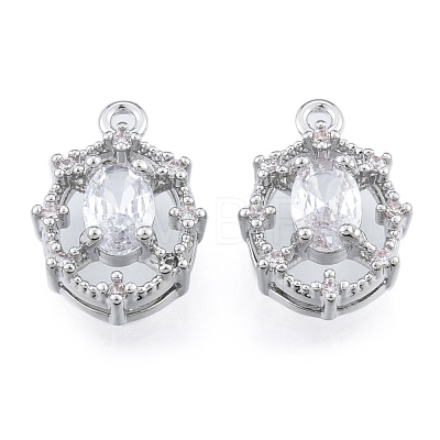 Brass Micro Pave Clear Cubic Zirconia Charms KK-N216-562P-1