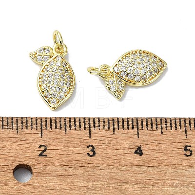 Rack Plating Brass Micro Pave Clear Cubic Zirconia Pendants KK-R157-08G-1