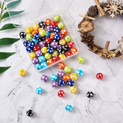 Cheriswelry 80Pcs 8 Colors Opaque Resin Beads RESI-CW0001-06B-1