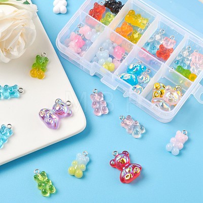 36Pcs 4 Style Transparent & Opaque Resin Pendants RESI-FS0001-22-1