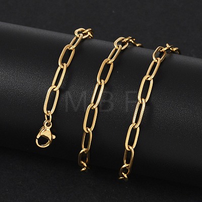 Ion Plating(IP) 304 Stainless Steel Paperclip Chain Necklace for Women NJEW-C011-03G-1