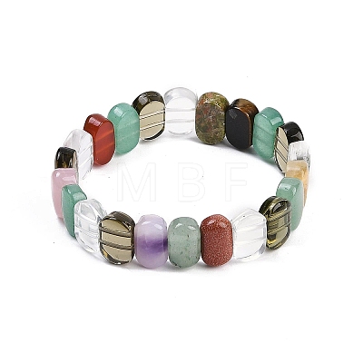 Natural Mixed Gemstone Beaded Stretch Bracelets for Women Men BJEW-M049-11B-1