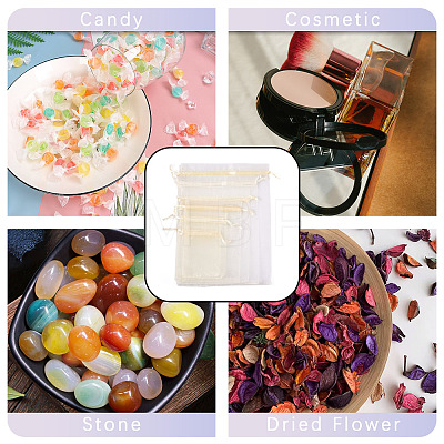 60Pcs 6 Styles Rectangle Organza Bags Jewellery Storage Pouches Wedding Favour Party Mesh Drawstring Gift Bags OP-TA0001-09-1