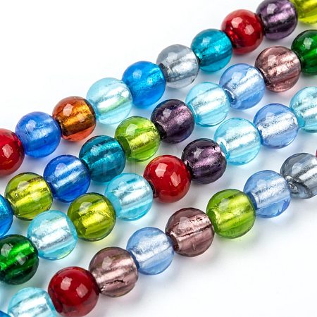 Handmade Silver Foil Glass Beads Strands SL02-1