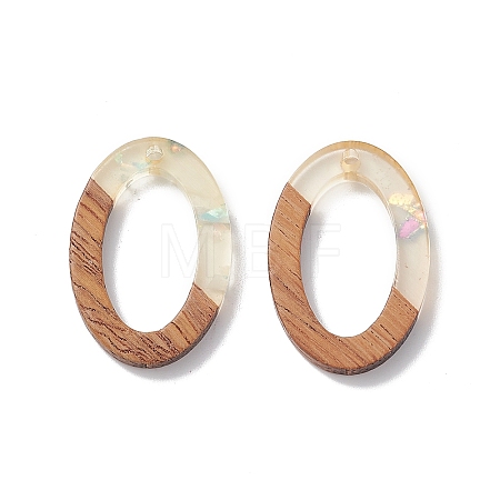 Transparent Resin & Walnut Wood Pendants RESI-XCP0001-92-1