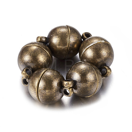 Brass Magnetic Clasps with Loops X-PALLOY-MC043-3AB-1