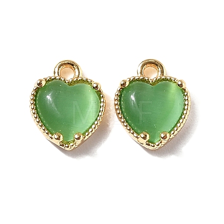 Heart Brass Charms KK-D024-02E-G-1