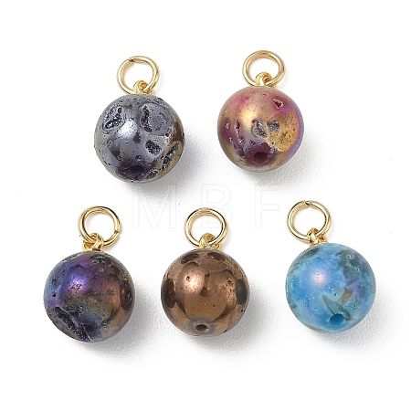 Electroplated Natural Druzy Geode Crystal Pendants PALLOY-JF05671-02-1