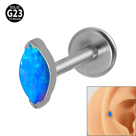 G23 Titanium Cubic Zirconia Horse Eye 17 Gauge Internally Threaded Labrets for Women Men WG9E7C9-39-1