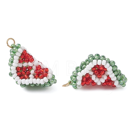 Glass Seed Beaded Fruit Pendants PALLOY-MZ00894-01-1