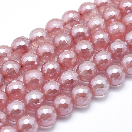 Electroplated Cherry Quartz Glass Beads Strands G-O164-04-6mm-1