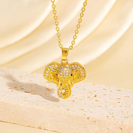 Brass Micro Pave Clear Cubic Zirconia Pendant Necklaces for Women WG89B22-02-1