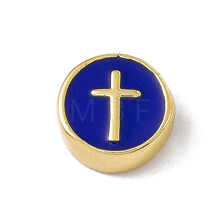 Real 18K Gold Plated Brass Enamel Beads KK-F814-04G-02-1