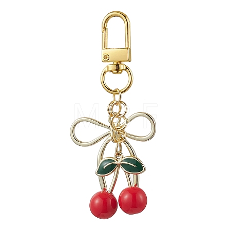 Alloy Enamel Cherry Pendant Decorations HJEW-JM02681-1