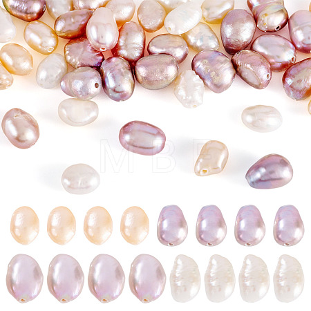 40Pcs 4 Colors Natural Cultured Freshwater Pearl Beads PEAR-CW0001-02-1
