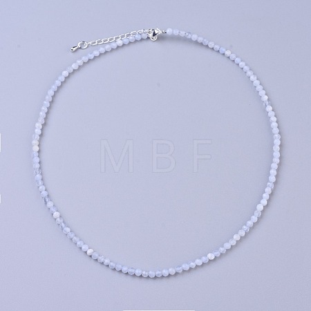 Natural Blue Lace Agate Beaded Necklaces NJEW-K114-B-A08-1