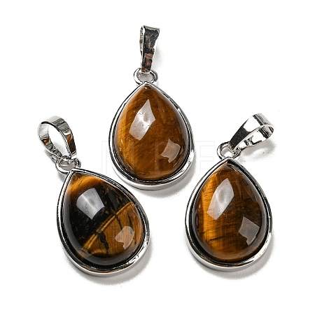Natural Tiger Eye Pendants G-I358-B24-1