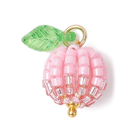 Glass Seed Beaded Berry Fruit Pendants PALLOY-MZ00729-02-1