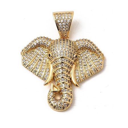 Brass Micro Pave Clear Cubic Zirconia Pendants KK-H267-060B-G-1