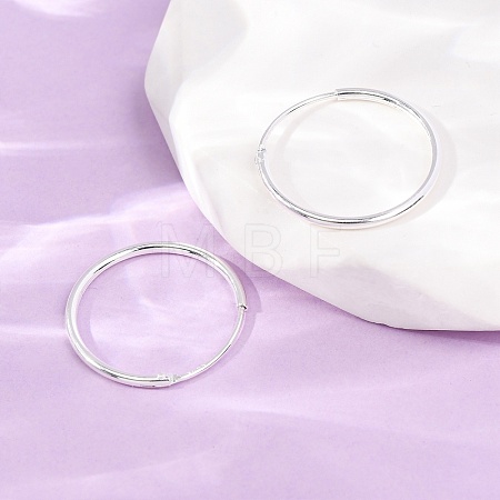925 Sterling Silver Huggie Hoop Earrings EJEW-C179-05A-S-1
