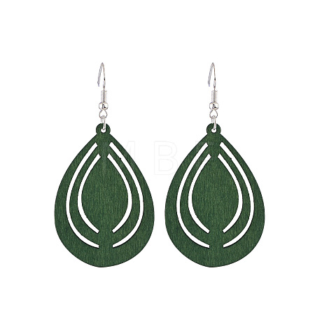 Hollow Out Teardrop Wood Dangle Earrings FS-WG5AC87-03-1
