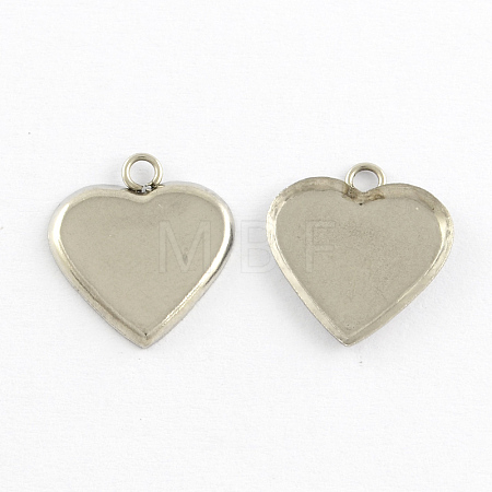 Tarnish Resistant Heart Stainless Steel Cabochon Settings Pendants STAS-Q168-11-1