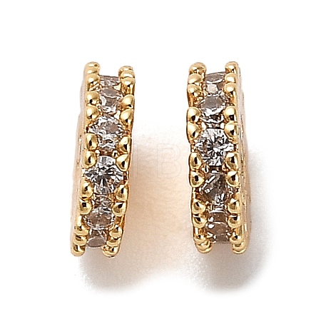 Brass Micro Pave Clear Cubic Zirconia Beads KK-B110-07G-1
