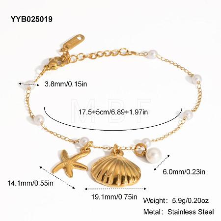 Summer Shell Starfish Stainless Steel Charm Bracelets ME5016-1-1