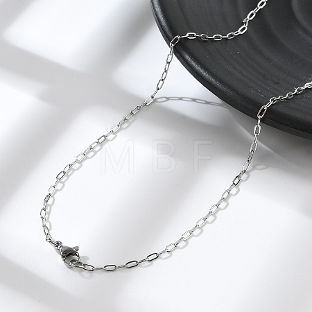 Non-Tarnish 304 Stainless Steel Paperclip Chain Necklace with Lobster Claw Clasps for Men Women NJEW-H205-03P-01-1