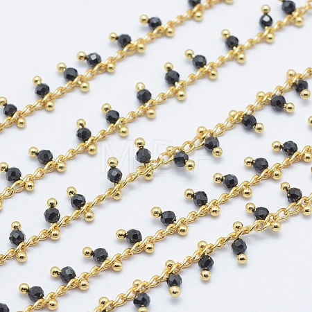 Natural Dyed & Heated Black Agate Handmade Beaded Chains CHC-P003-11F-1